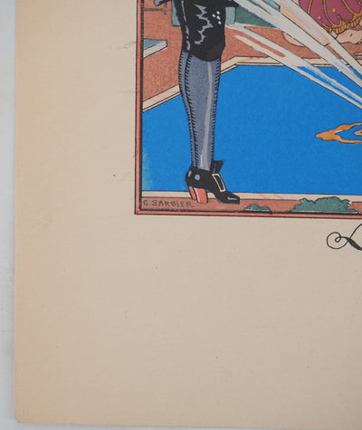 Georges BARBIER : Arrosage à la piscine, Lithographie originale (photo de détail 2) - Crédit photo : Galerie Art.Paris