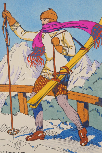 Maurice TAQUOI : Chic jusqu'aux pistes, Lithographie originale (photo de détail 3) - Crédit photo : Galerie Art.Paris