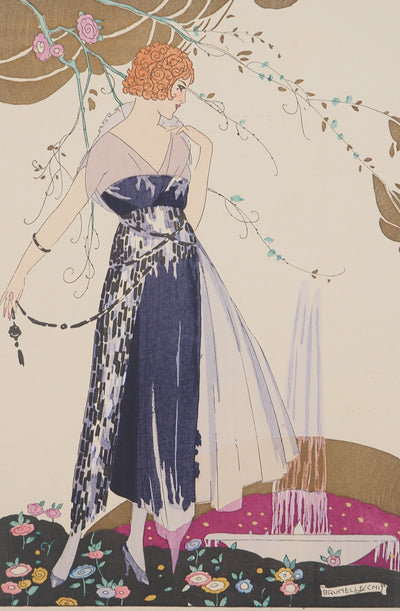 Umberto BRUNELLESCHI : Robe du soir couture, Lithographie originale (photo de détail 3) - Crédit photo : Galerie Art.Paris