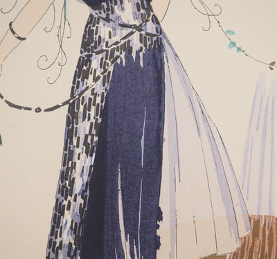 Umberto BRUNELLESCHI : Robe du soir couture, Lithographie originale (photo de détail 5) - Crédit photo : Galerie Art.Paris