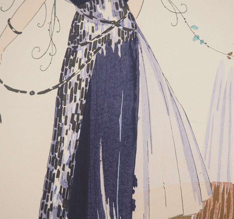 Umberto BRUNELLESCHI : Robe du soir couture, Lithographie originale (photo de détail 5) - Crédit photo : Galerie Art.Paris