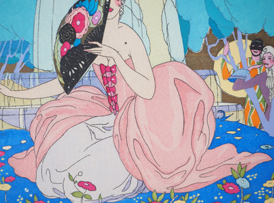 Umberto BRUNELLESCHI : La femme à l'éventail, Lithographie originale (photo de détail 5) - Crédit photo : Galerie Art.Paris