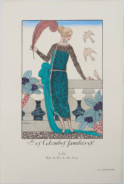 Georges BARBIER : Modèle aux colombes, Lithographie originale (vue générale) - Crédit photo : Galerie Art.Paris