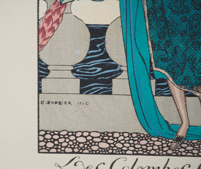 Georges BARBIER : Modèle aux colombes, Lithographie originale (photo de détail 2) - Crédit photo : Galerie Art.Paris