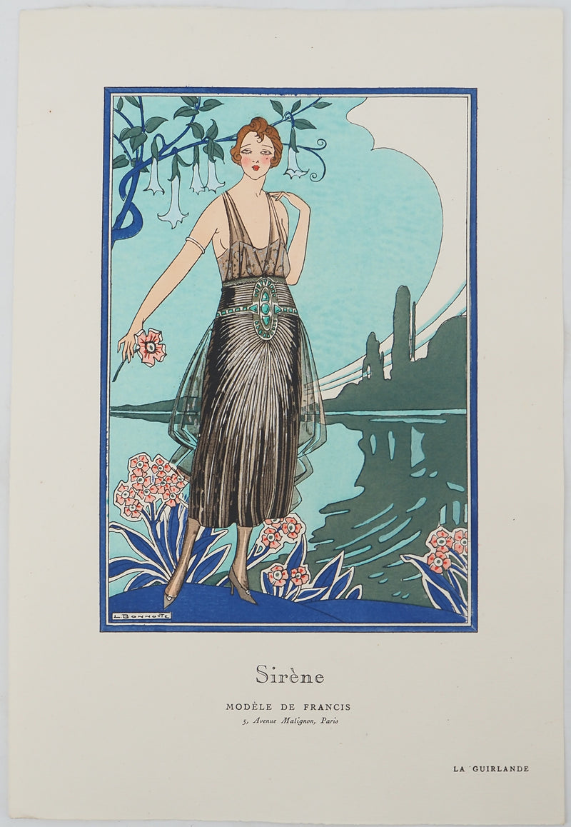 Léon BONNOTTE : Sirène à la fleur, Lithographie originale (vue générale) - Crédit photo : Galerie Art.Paris