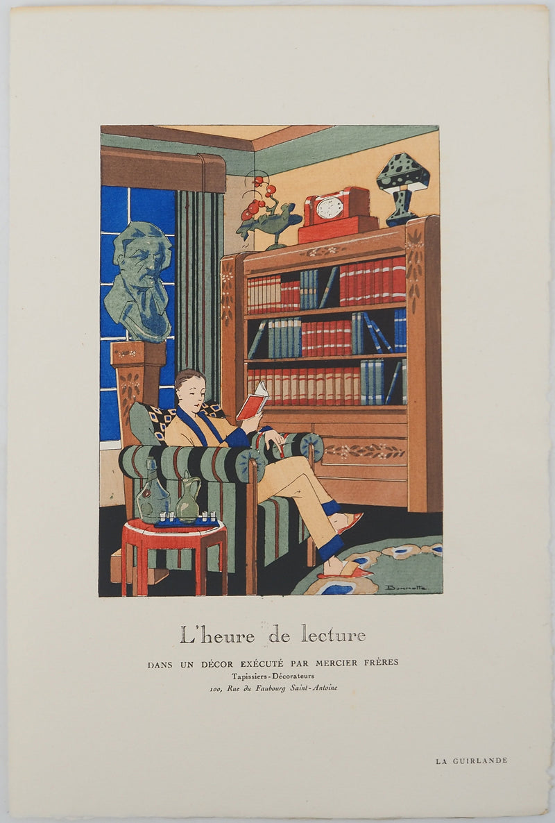 Léon BONNOTTE : Lecture en intérieur, Lithographie originale (vue générale) - Crédit photo : Galerie Art.Paris