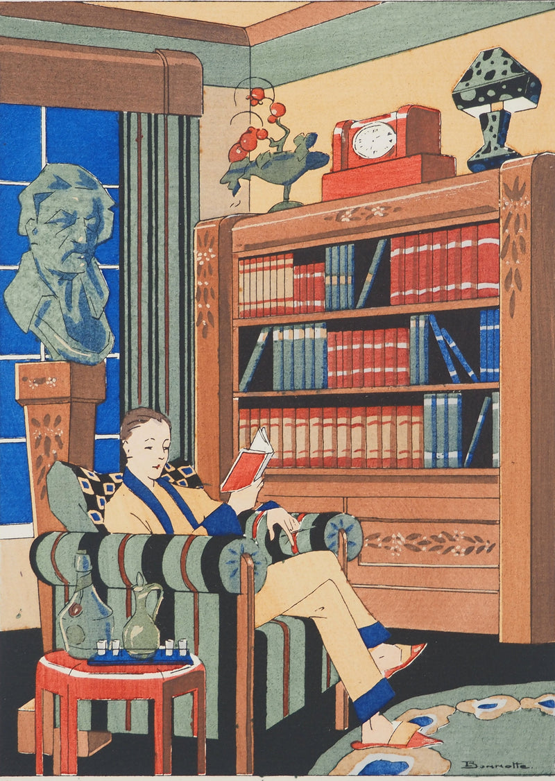 Léon BONNOTTE : Lecture en intérieur, Lithographie originale (photo de détail 3) - Crédit photo : Galerie Art.Paris