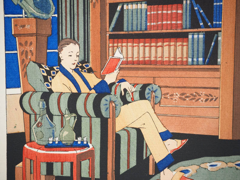 Léon BONNOTTE : Lecture en intérieur, Lithographie originale (photo de détail 4) - Crédit photo : Galerie Art.Paris