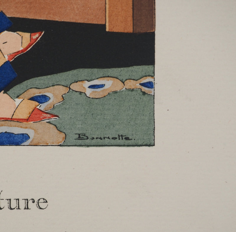 Léon BONNOTTE : Lecture en intérieur, Lithographie originale (photo de détail 2) - Crédit photo : Galerie Art.Paris