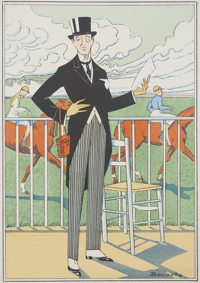 Léon BONNOTTE : Elégance et course de chevaux, Lithographie originale (photo de détail 3) - Crédit photo : Galerie Art.Paris