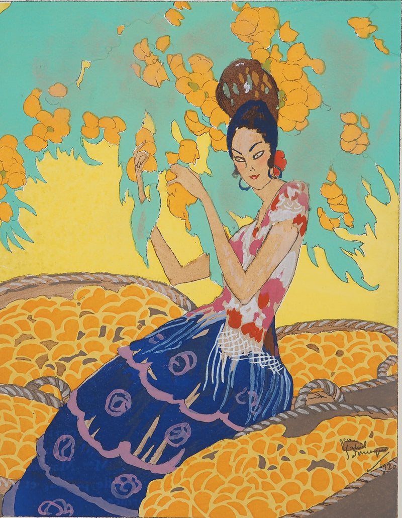 Jean-Gabriel DOMERGUE : Jean-Gabriel DOMERGUE (1889-1962), Lithographie originale (photo de détail 3) - Crédit photo : Galerie Art.Paris