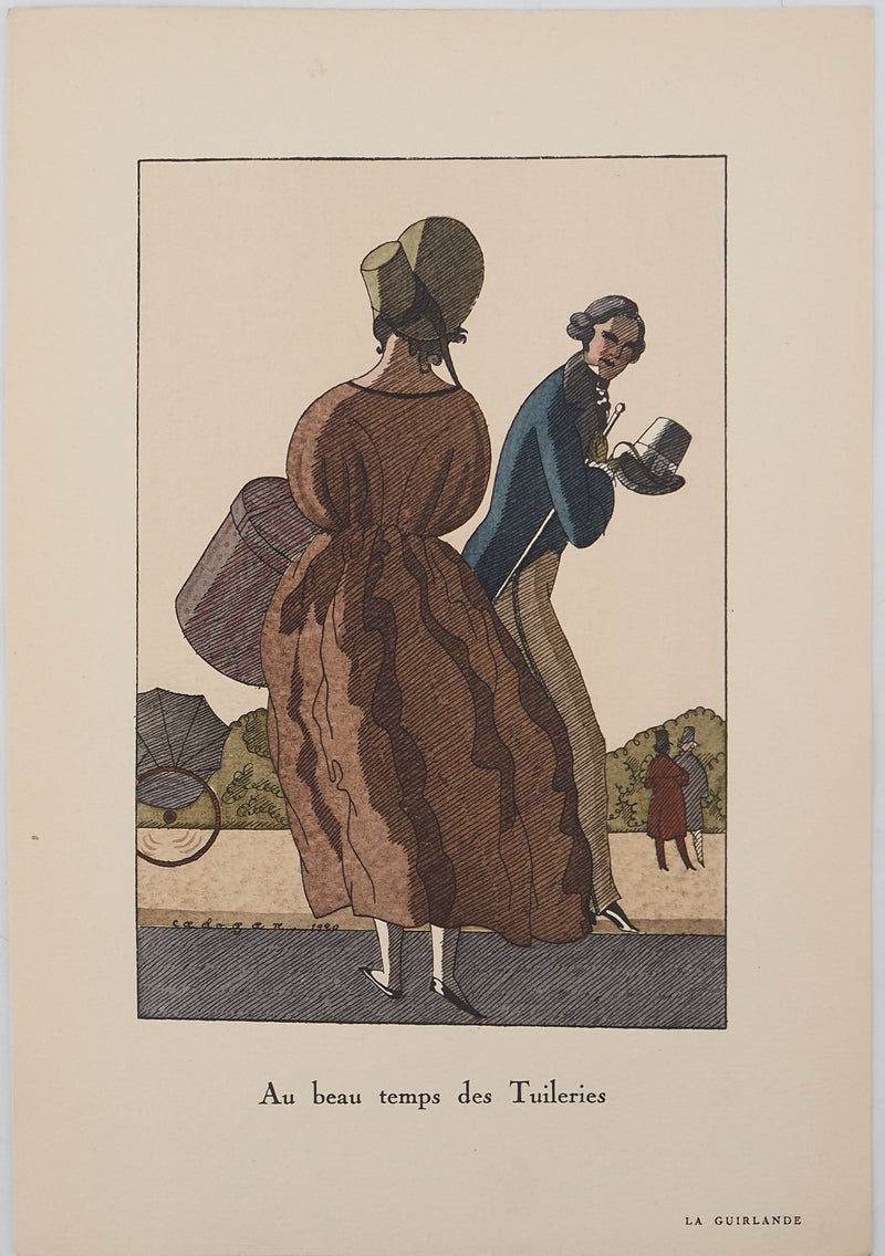 CADOGAN : Au beau temps des tuileries, Lithographie originale (vue générale) - Crédit photo : Galerie Art.Paris