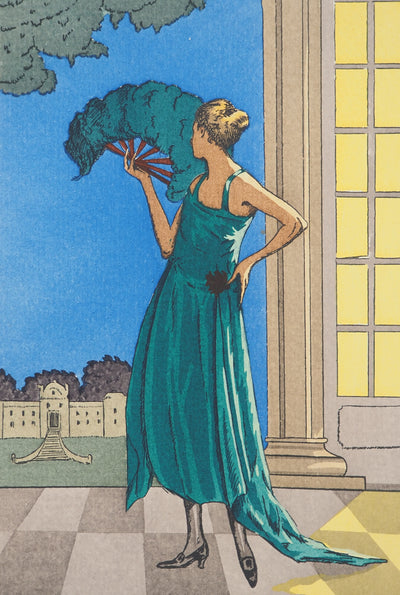 Jean HERMANOVITS : Jeune femme à l'éventail ayant fui le bal, Lithographie originale (photo de détail 2) - Crédit photo : Galerie Art.Paris