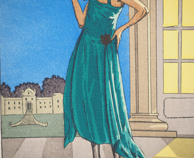 Jean HERMANOVITS : Jeune femme à l'éventail ayant fui le bal, Lithographie originale (photo de détail 4) - Crédit photo : Galerie Art.Paris