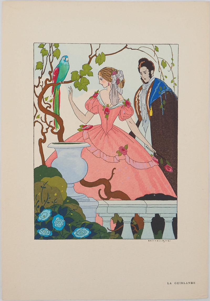 Umberto BRUNELLESCHI : Romance dans le palais royal, Lithographie originale (vue générale) - Crédit photo : Galerie Art.Paris