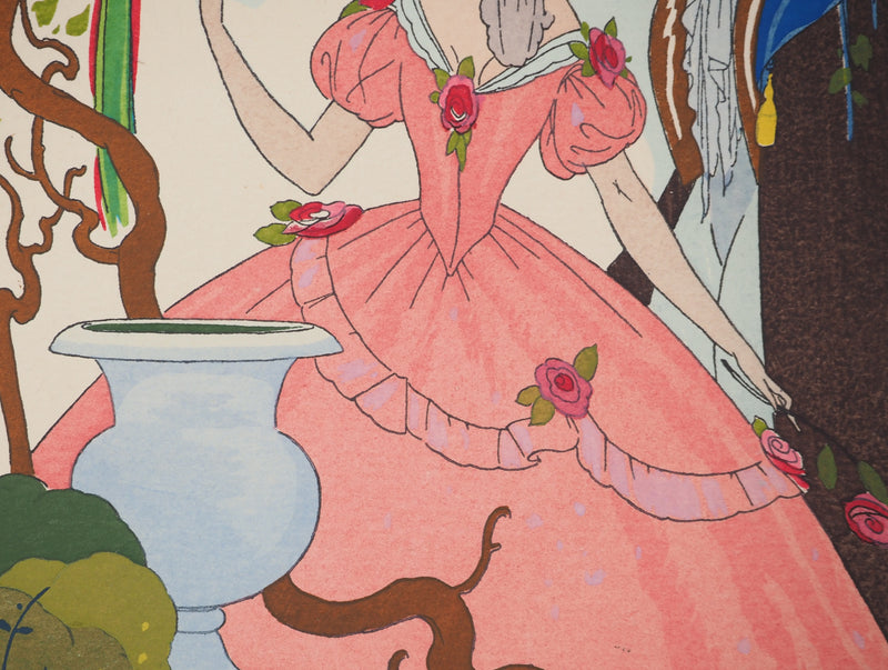 Umberto BRUNELLESCHI : Romance dans le palais royal, Lithographie originale (photo de détail 5) - Crédit photo : Galerie Art.Paris