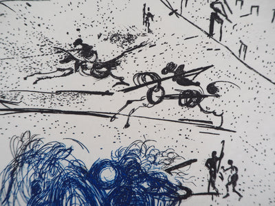 Salvador Dali : Les cavaliers bleus, Gravure originale signée