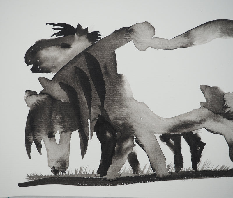 Laszlo TIBAY : Les chevaux sauvages, Dessin original (photo de détail 3) - Crédit photo : Galerie Art.Paris