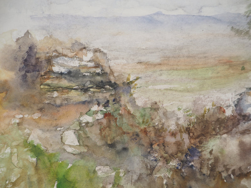 Gilbert PASTOR : Vue sur une chaine de montagnes, Aquarelle originale (photo de détail 3) - Crédit photo : Galerie Art.Paris