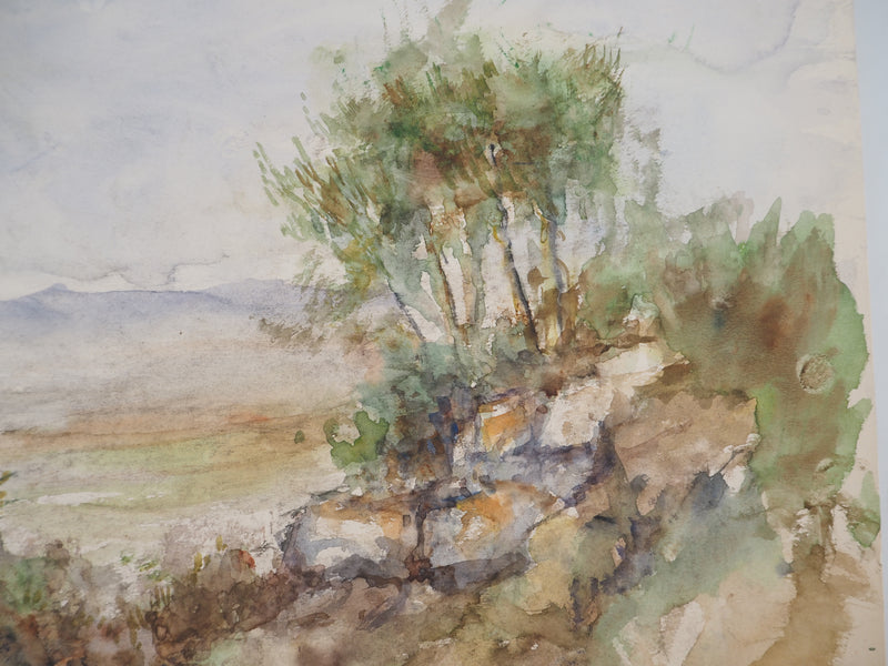Gilbert PASTOR : Vue sur une chaine de montagnes, Aquarelle originale (photo de détail 5) - Crédit photo : Galerie Art.Paris