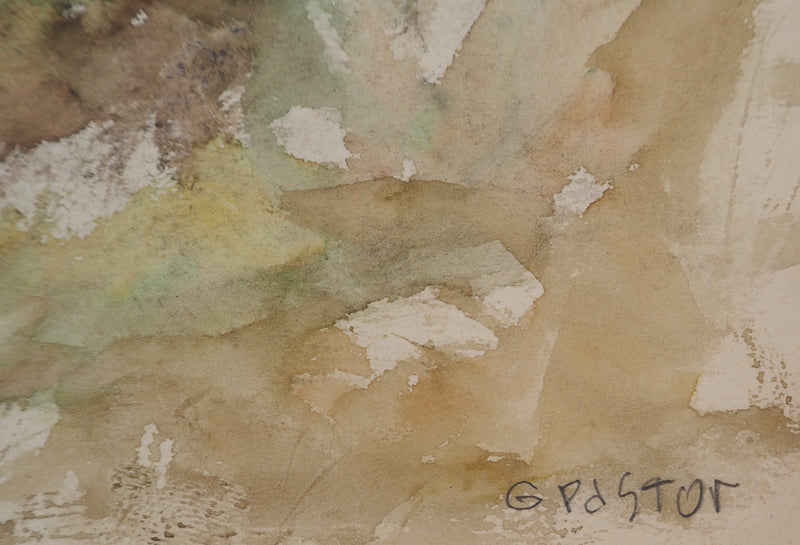 Gilbert PASTOR : Vue sur une chaine de montagnes, Aquarelle originale (photo de détail 2) - Crédit photo : Galerie Art.Paris