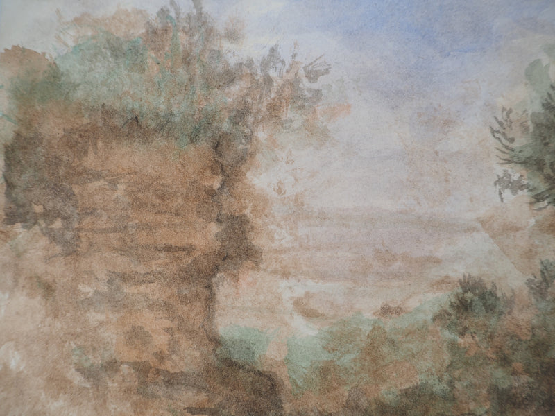 Gilbert PASTOR : Sentier entre la roche et les arbres, Aquarelle originale (photo de détail 3) - Crédit photo : Galerie Art.Paris