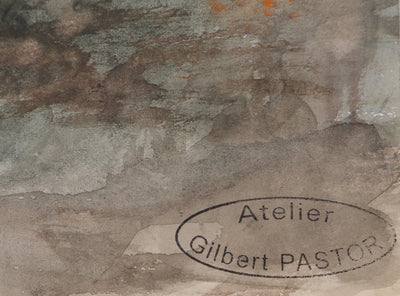 Gilbert PASTOR : Paysage crépusculaire , Aquarelle originale (photo de détail 2) - Crédit photo : Galerie Art.Paris