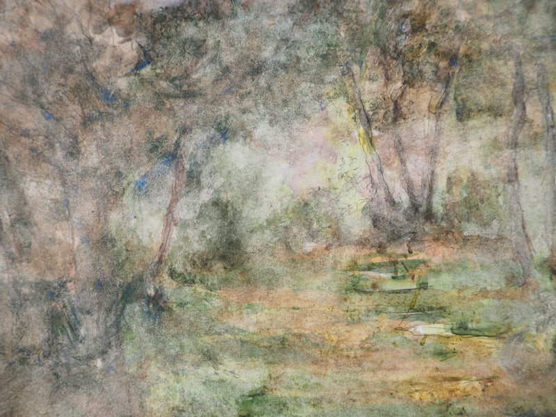 Gilbert PASTOR : Forêt sous un puit de lumière , Aquarelle originale (photo de détail 3) - Crédit photo : Galerie Art.Paris