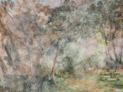 Gilbert PASTOR : Forêt sous un puit de lumière , Aquarelle originale (photo de détail 6) - Crédit photo : Galerie Art.Paris