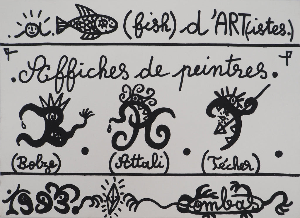 Sérigraphie Originale Signée Robert COMBAS - Le Peintre Et L'A-Fish - Art Contemporain