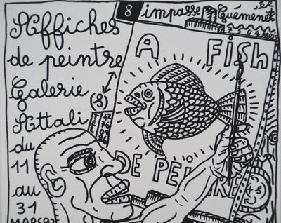 Robert COMBAS : Le peintre et l'A-Fish !, Sérigraphie originale (photo de détail 5) - Crédit photo : Galerie Art.Paris