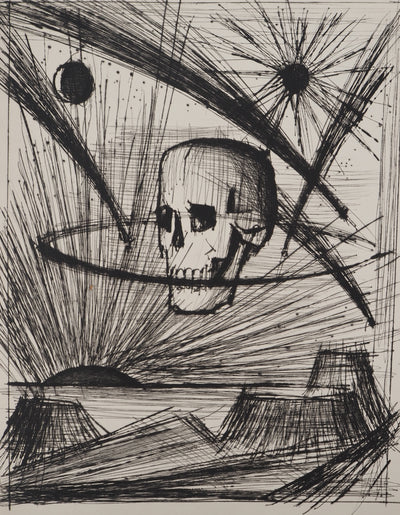 Bernard BUFFET : Voyages fantastiques : Le triomphe de la mort, Gravure originale (vue générale) - Crédit photo : Galerie Art.Paris