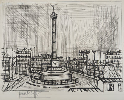 Bernard BUFFET : La place de la Bastille, Gravure originale (photo de détail 3) - Crédit photo : Galerie Art.Paris