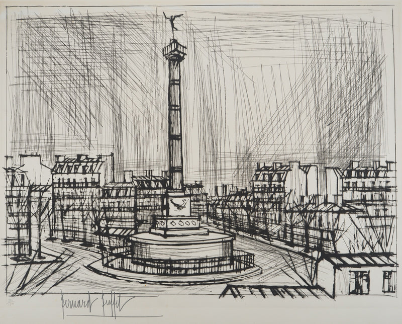 Bernard BUFFET : La place de la Bastille, Gravure originale (photo de détail 3) - Crédit photo : Galerie Art.Paris
