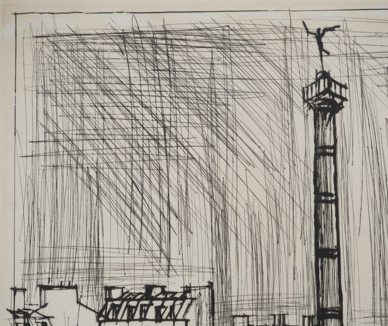 Bernard BUFFET : La place de la Bastille, Gravure originale (photo de détail 5) - Crédit photo : Galerie Art.Paris