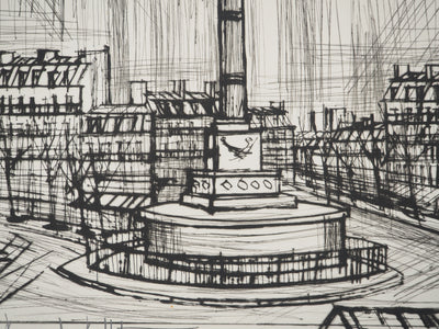 Bernard BUFFET : La place de la Bastille, Gravure originale (photo de détail 6) - Crédit photo : Galerie Art.Paris