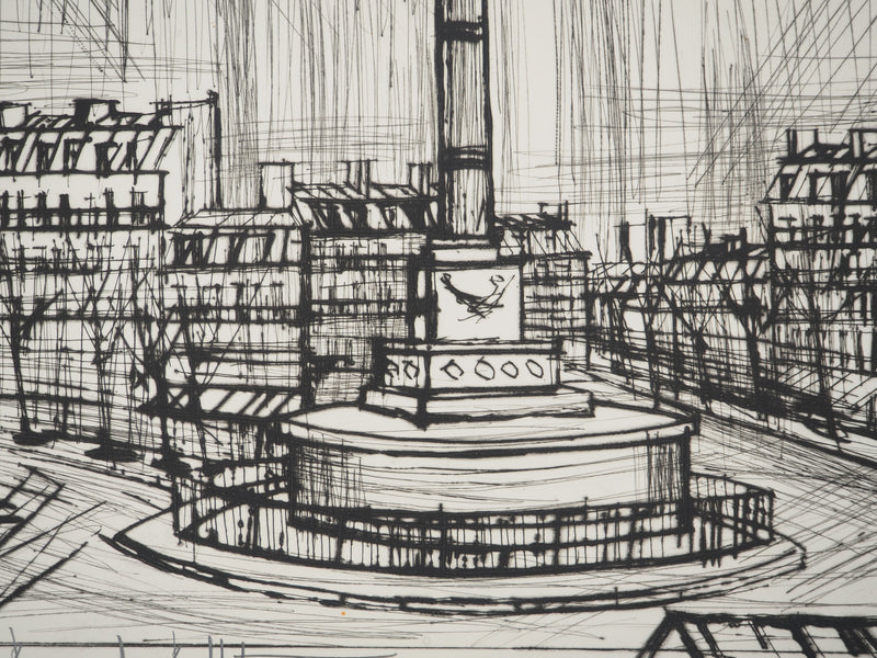 Bernard BUFFET : La place de la Bastille, Gravure originale (photo de détail 6) - Crédit photo : Galerie Art.Paris