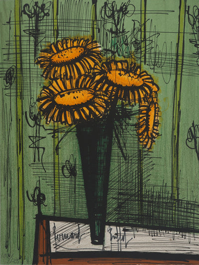 Bernard BUFFET : Le bouquet, Lithographie originale (vue générale) - Crédit photo : Galerie Art.Paris