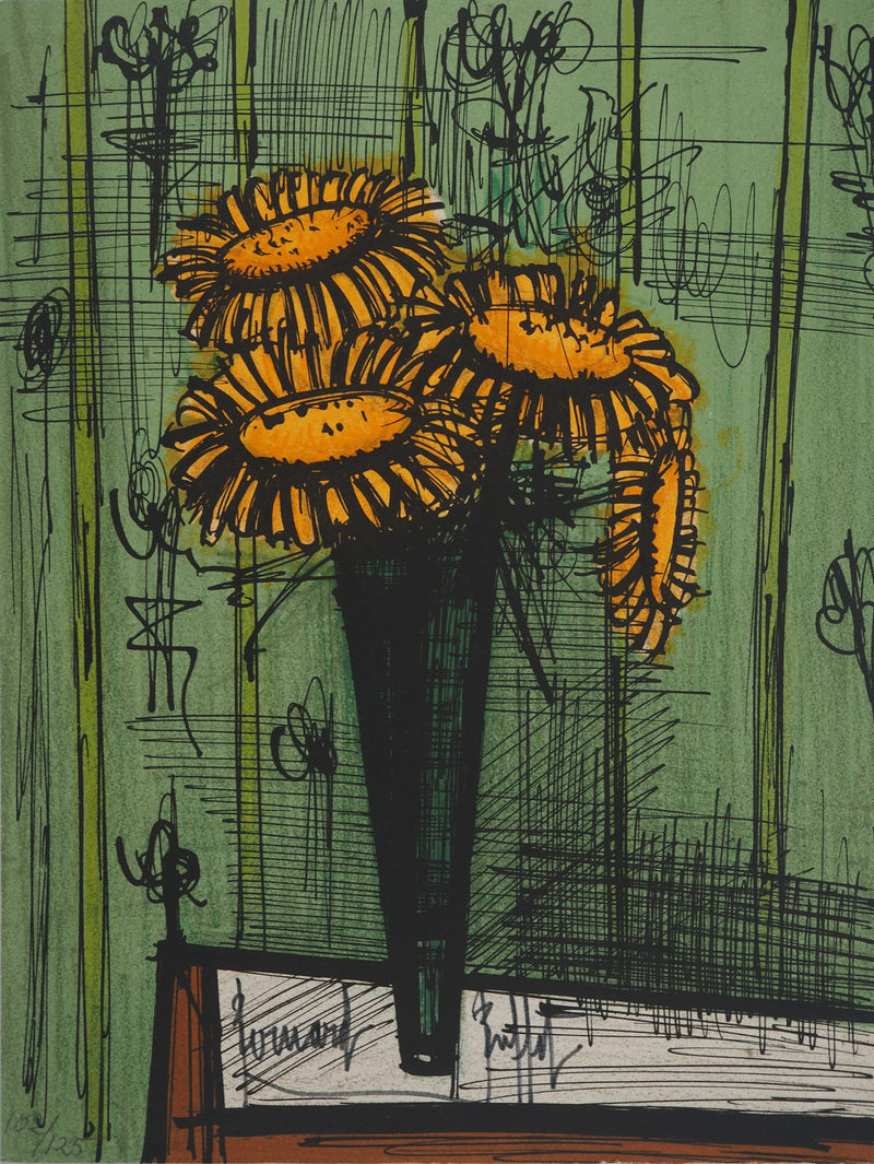 Bernard BUFFET : Le bouquet, Lithographie originale (vue générale) - Crédit photo : Galerie Art.Paris