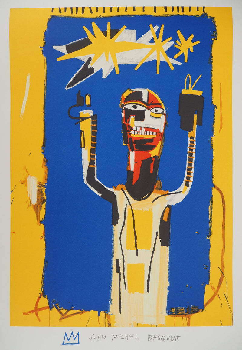Jean-Michel BASQUIAT : Signe de bienvenue, Lithographie signée