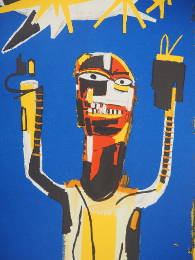 Jean-Michel BASQUIAT : Signe de bienvenue, Lithographie signée