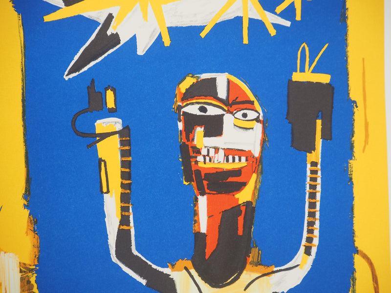 Jean-Michel BASQUIAT : Signe de bienvenue, Lithographie signée