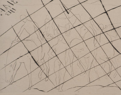 Pablo PICASSO : L'abreuvoir, Chevaux au bain, Gravure originale