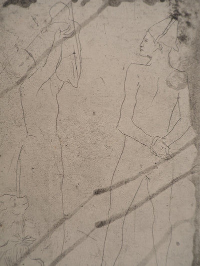 Pablo PICASSO : La Famille de saltimbanques au macaque, Gravure originale