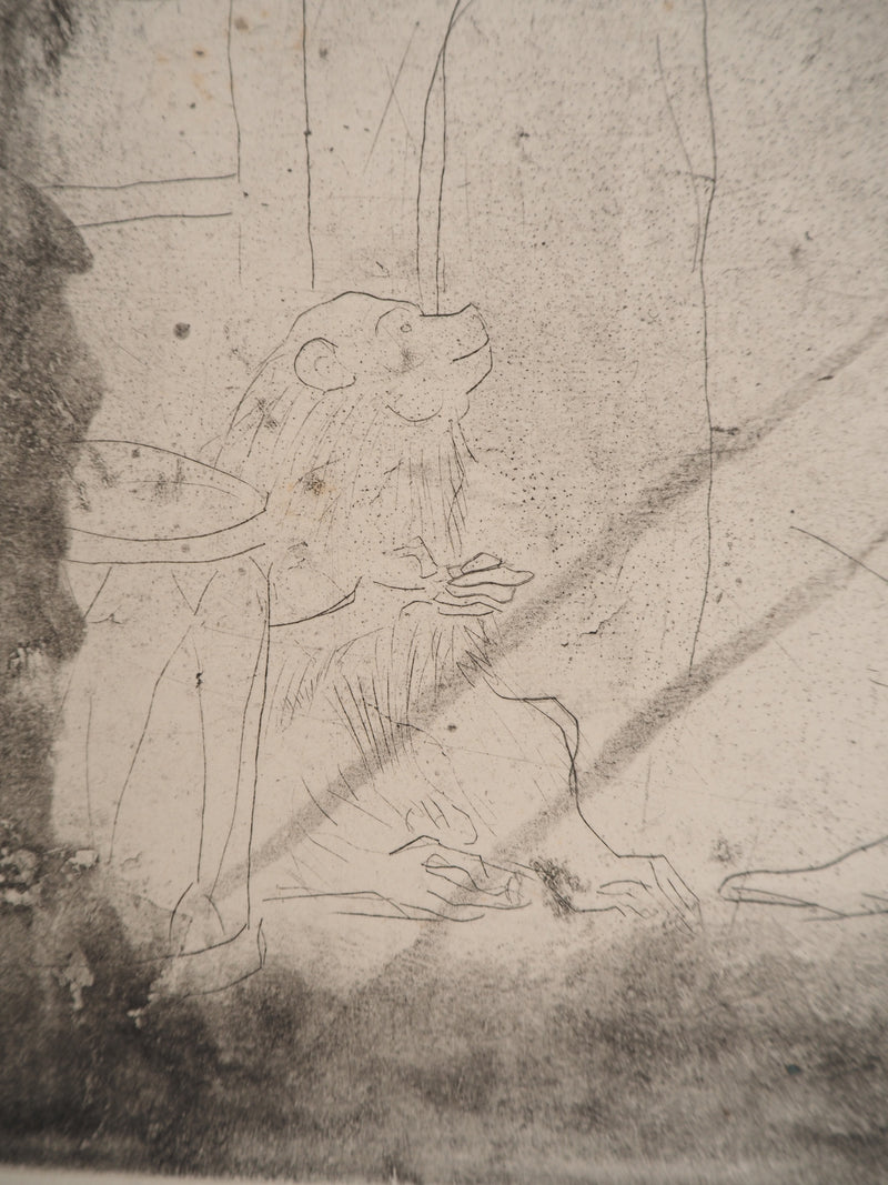 Pablo PICASSO : La Famille de saltimbanques au macaque, Gravure originale