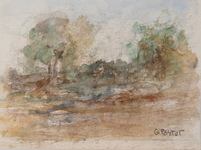 Gilbert PASTOR : Futaies encadrants des buissons , Aquarelle originale (vue générale) - Crédit photo : Galerie Art.Paris
