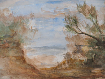 Gilbert PASTOR : Vue sur la mer Méditerranée  , Aquarelle originale (photo de détail 3) - Crédit photo : Galerie Art.Paris