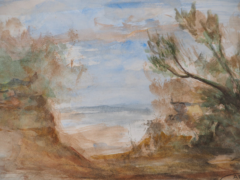 Gilbert PASTOR : Vue sur la mer Méditerranée  , Aquarelle originale (photo de détail 3) - Crédit photo : Galerie Art.Paris