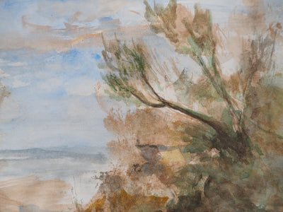 Gilbert PASTOR : Vue sur la mer Méditerranée  , Aquarelle originale (photo de détail 5) - Crédit photo : Galerie Art.Paris