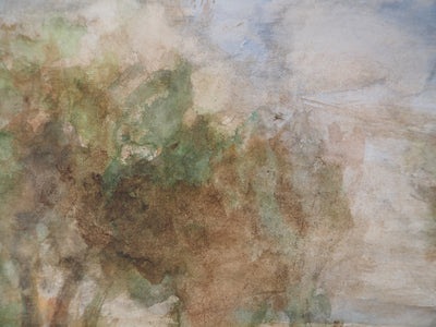 Gilbert PASTOR : La Méditerranée derrière les arbres, Aquarelle originale (photo de détail 7) - Crédit photo : Galerie Art.Paris